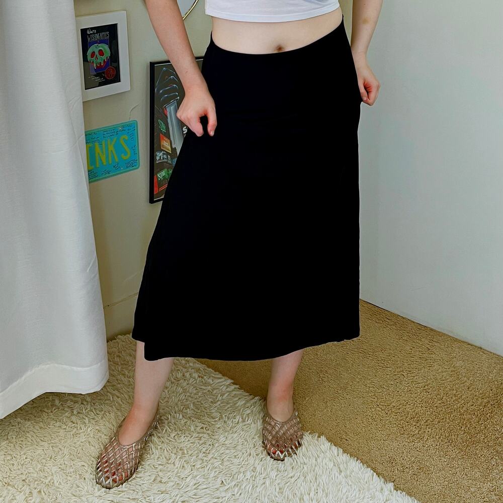 White Stag Black Slinky Maxi Skirt Size Small Y2K Clingy Body Skimming